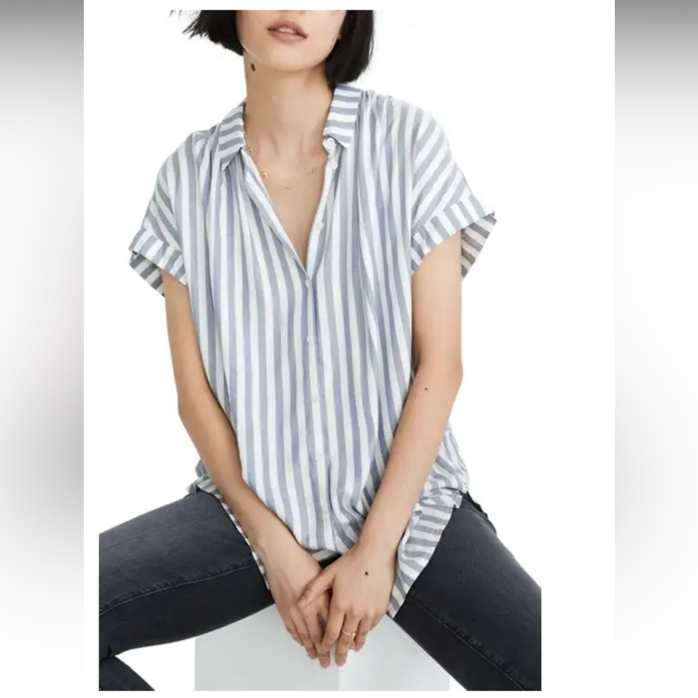 MADEWELL BAYSIDE STRIPE FADED INDIGO